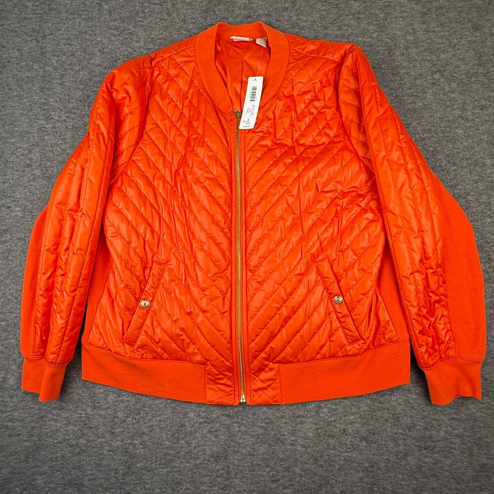 Chico’s Zenergy Quilted Bomber Jacket Orange Women’s XL Zip Front New with Tags